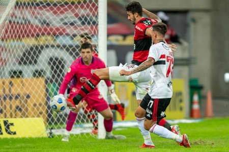 Rio, Brazil - July 25, 2021: Gustavo Henrique player in match between Flamengo 5 vs 1 Sao Paulo by 14th round of Brazilian Championship (serie A) in Maracana Stadiumのeditorial素材