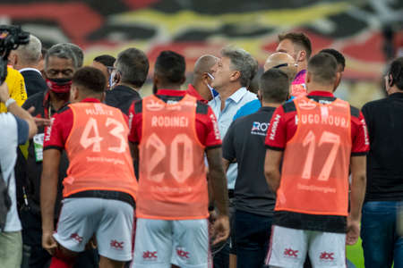 Rio, Brazil - July 25, 2021: Renato Gaucho coach in match between Flamengo 5 vs 1 Sao Paulo by 14th round of Brazilian Championship (serie A) in Maracana Stadiumのeditorial素材