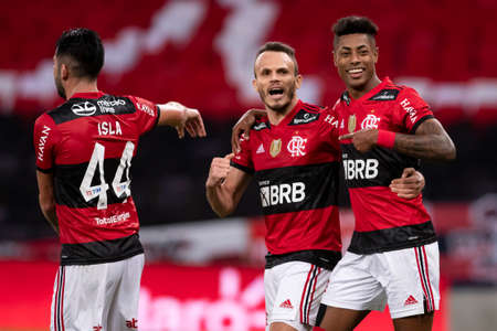 Rio, Brazil - July 29, 2021: Bruno Henrique and Rene player in match between Flamengo 6 vs 0 ABC by Brazilian Cup in Maracana Stadiumのeditorial素材