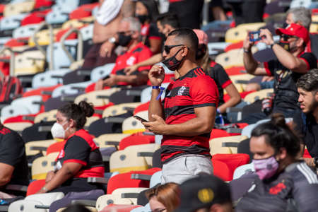 Rio, Brazil - October 03, 2021: Fans in match between Flamengo 3 vs 0 Athletic-PR by 23th round of Brazilian Championship (serie A) in Maracana Stadiumのeditorial素材