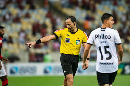 Rio, Brazil - October 03, 2021: Savio Pereira Sampaio referees in match between Flamengo 3 vs 0 Athletic-PR by 23th round of Brazilian Championship (serie A) in Maracana Stadiumのeditorial素材