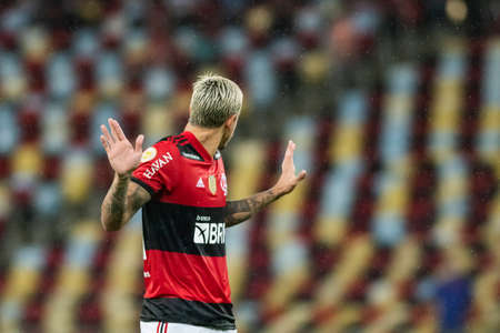 Rio, Brazil - October 03, 2021: Pedro player in match between Flamengo 3 vs 0 Athletic-PR by 23th round of Brazilian Championship (serie A) in Maracana Stadiumのeditorial素材