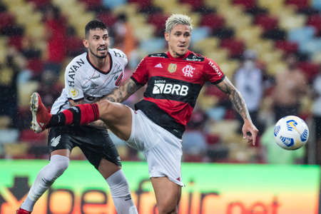 Rio, Brazil - October 03, 2021: Pedro player in match between Flamengo 3 vs 0 Athletic-PR by 23th round of Brazilian Championship (serie A) in Maracana Stadiumのeditorial素材