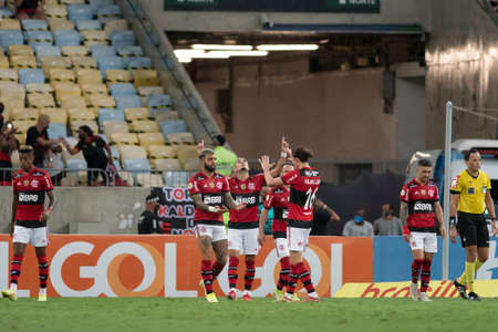 Rio, Brazil - October 03, 2021: Andreas player in match between Flamengo 3 vs 0 Athletic-PR by 23th round of Brazilian Championship (serie A) in Maracana Stadiumのeditorial素材