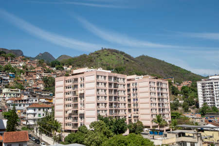 Rio, Brazil - September 24, 2021: urban area with slums, simple buildings usually built on the hillsides of the cityのeditorial素材