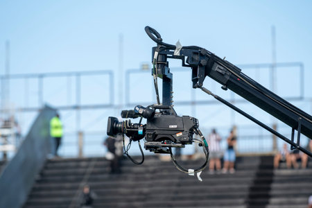 Rio, Brazil - november 07, 2021: Camera in match between Vasco 0 vs 4 Botafogo by 34th round of Brazilian Championship (series B) in Sao Januario Stadiumのeditorial素材