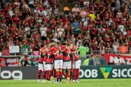 Rio, Brazil - December 06, 2021: Fan player in match between Flamengo 0 vs 1 Santos by 37th round of Brazilian Championship (serie A) in Maracana Stadiumのeditorial素材