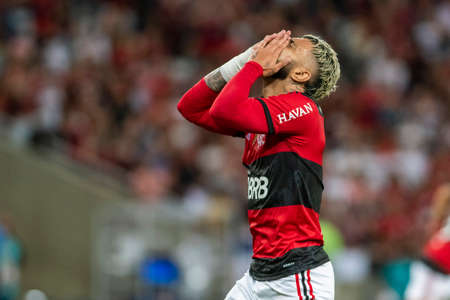 Rio, Brazil - December 06, 2021: Gabriel Barbosa (Gabigol) player in match between Flamengo 0 vs 1 Santos by 37th round of Brazilian Championship (serie A) in Maracana Stadiumのeditorial素材
