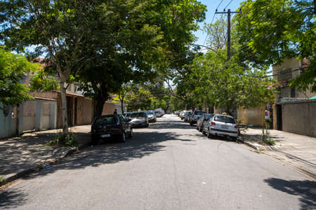 Rio de Janeiro, Brazil - October 13, 2021: Rua Padre Roma, Engenho Novo - residential and tree-lined street in the northern part of the cityのeditorial素材