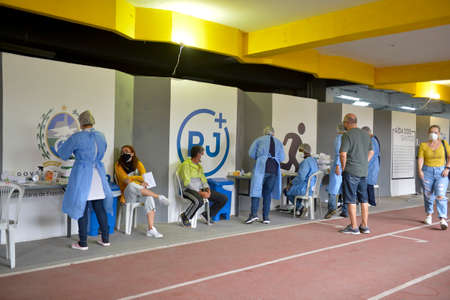 Rio, Brazil - January 10, 2022: This Monday (10) the state government will begin testing Covid-19 for the city's population, at the CÃ©lio de Barros Stadium (MaracanÃ£).のeditorial素材