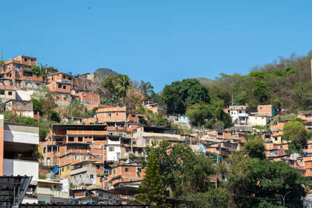 Rio, Brazil - September 24, 2021: urban area with slums, simple buildings usually built on the hillsides of the cityのeditorial素材