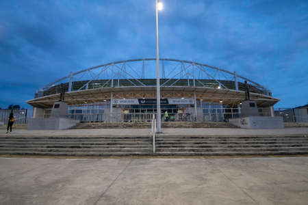 Rio, Brazil - October 02, 2021: view of the facade of the Nilton Santos stadium (Engenhao) on match day at the venueのeditorial素材