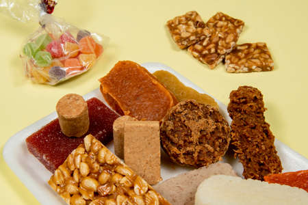 typical Brazilian sweets eaten at the June parties (Festa Junina) and on the day of Sao Cosme e Damiaoの写真素材