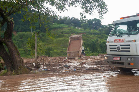 Nova Friburgo, Brazil - January 15, 2011: natural disaster due to excessive rain in the mountainous region of the state of Rio de Janeiro in 2011, devastated the cityのeditorial素材