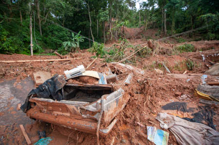 Nova Friburgo, Brazil - January 15, 2011: natural disaster due to excessive rain in the mountainous region of the state of Rio de Janeiro in 2011, devastated the cityのeditorial素材
