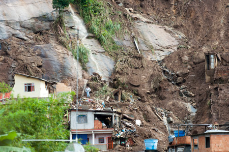 Nova Friburgo, Brazil - January 15, 2011: natural disaster due to excessive rain in the mountainous region of the state of Rio de Janeiro in 2011, devastated the cityのeditorial素材