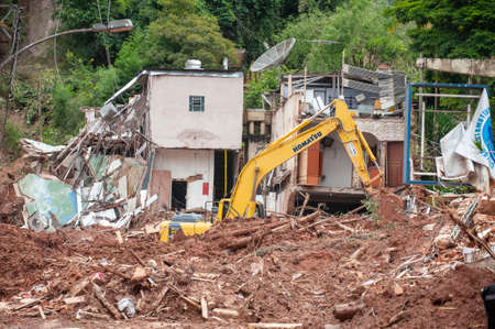 Nova Friburgo, Brazil - January 15, 2011: natural disaster due to excessive rain in the mountainous region of the state of Rio de Janeiro in 2011, devastated the cityのeditorial素材