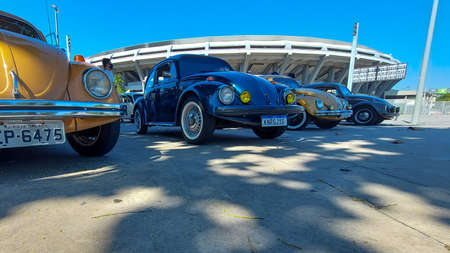Rio, Brazil - January 20, 2022: Beetle volkswagen car meeting in front of Maracana stadiumのeditorial素材