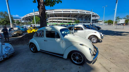 Rio, Brazil - January 20, 2022: Beetle volkswagen car meeting in front of Maracana stadiumのeditorial素材