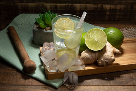 Caipirinha is the typical Brazilian cocktail made with cachaca, sugar and lemon. some put gingerの写真素材