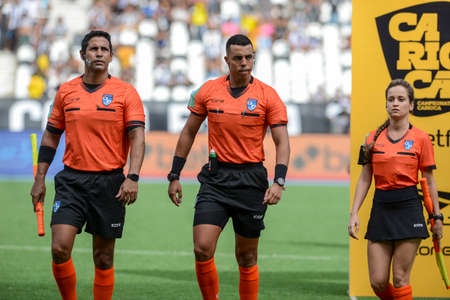Rio, Brazil - January 30, 2022: Yuri Elino Ferreira da Cruz referee in match between Botafogo 2 vs 0 Bangu by 2nd round of Carioca Championship (Taca Guanabara) in Nilton Santos Stadiumのeditorial素材