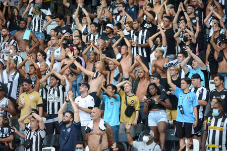 Rio, Brazil - January 30, 2022: Fans in match between Botafogo 2 vs 0 Bangu by 2nd round of Carioca Championship (Taca Guanabara) in Nilton Santos Stadiumのeditorial素材