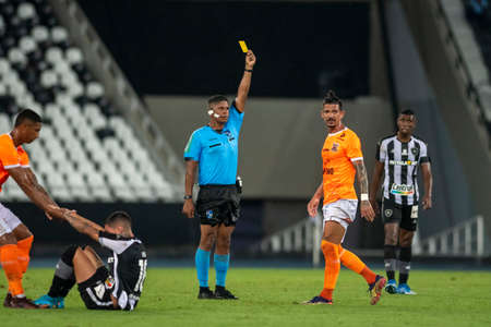 Rio, Brazil - February 07, 2022: Tarcizo Pinheiro Caetano referee in match between Botafogo 2 vs 0 Nova Iguacu by 4th round of Carioca Championship (Taca Guanabara) in Nilton Santos Stadiumのeditorial素材