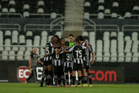 Rio, Brazil - February 07, 2022: Team in match between Botafogo 2 vs 0 Nova Iguacu by 4th round of Carioca Championship (Taca Guanabara) in Nilton Santos Stadiumのeditorial素材