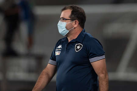 Rio, Brazil - February 10, 2022: Enderson Moreira coach in match between Fluminense 2 vs 1 Botafogo by 5th round of Carioca Championship (Taca Guanabara) in Nilton Santos Stadiumのeditorial素材