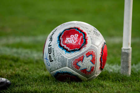 Rio, Brazil - February 10, 2022: Game ball in match between Fluminense 2 vs 1 Botafogo by 5th round of Carioca Championship (Taca Guanabara) in Nilton Santos Stadiumのeditorial素材