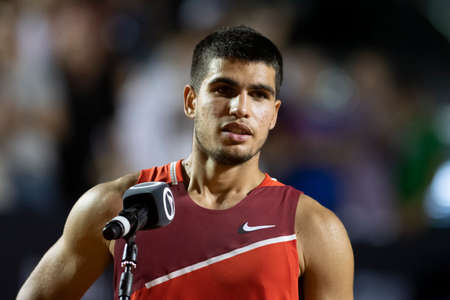 Rio, Brazil - February 20, 2022: Carlos Alcaraz (ESP) winner of Rio Open 2022 at Jockey Club Arena, ATP 500 tournamentのeditorial素材