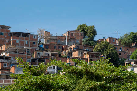 Rio, Brazil - September 24, 2021: urban area with slums, simple buildings usually built on the hillsides of the cityのeditorial素材