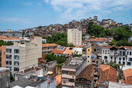 Rio, Brazil - February 14, 2021 view of urban area in Gloria neighborhood with buildings and houses near Candido Mendes streetのeditorial素材
