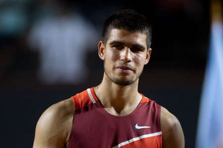 Rio, Brazil - February 20, 2022: Carlos Alcaraz (ESP) winner of Rio Open 2022 at Jockey Club Arena, ATP 500 tournamentのeditorial素材