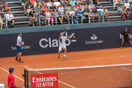 Rio, Brazil - February 20, 2022: Santiago Gonzalez (MEX), Andres Molteni (ARG) in match at Rio Open 2022 at Jockey Club Arena, ATP 500 tournamentのeditorial素材