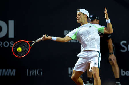 Rio, Brazil - February 20, 2022: Diego Schwartzman (ARG) in match at Rio Open 2022 at Jockey Club Arena, ATP 500 tournamentのeditorial素材