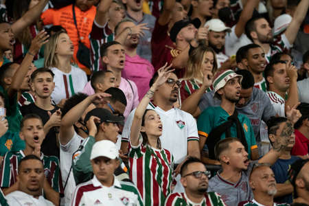 Rio, Brazil - February 10, 2022: Fans in match between Fluminense 2 vs 1 Botafogo by 5th round of Carioca Championship (Taca Guanabara) in Nilton Santos Stadiumのeditorial素材