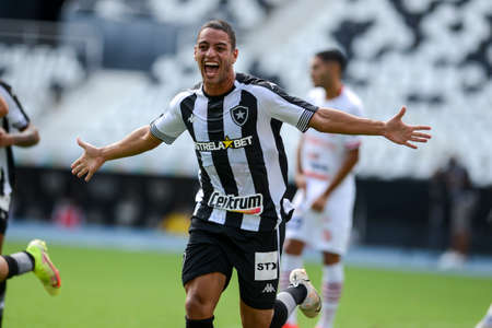 Rio, Brazil - January 30, 2022: Felipe Ferreira player in match between Botafogo 2 vs 0 Bangu by 2nd round of Carioca Championship (Taca Guanabara) in Nilton Santos Stadiumのeditorial素材