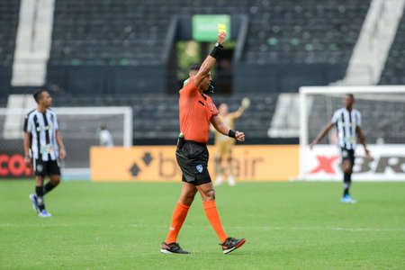 Rio, Brazil - January 30, 2022: Yuri Elino Ferreira da Cruz referee in match between Botafogo 2 vs 0 Bangu by 2nd round of Carioca Championship (Taca Guanabara) in Nilton Santos Stadiumのeditorial素材