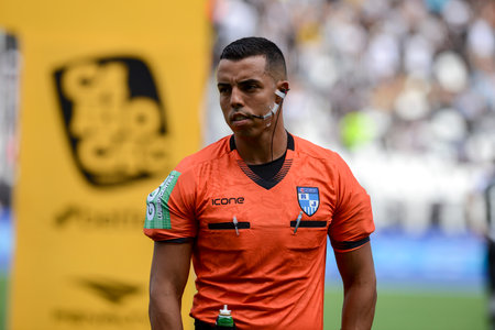 Rio, Brazil - January 30, 2022: Yuri Elino Ferreira da Cruz referee in match between Botafogo 2 vs 0 Bangu by 2nd round of Carioca Championship (Taca Guanabara) in Nilton Santos Stadiumのeditorial素材