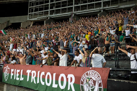 Rio, Brazil - February 10, 2022: fan player in match between Fluminense 2 vs 1 Botafogo by 5th round of Carioca Championship (Taca Guanabara) in Nilton Santos Stadiumのeditorial素材
