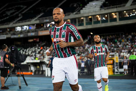 Rio, Brazil - February 10, 2022: Felipe Melo player in match between Fluminense 2 vs 1 Botafogo by 5th round of Carioca Championship (Taca Guanabara) in Nilton Santos Stadiumのeditorial素材