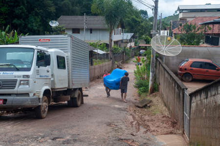Nova Friburgo, Brazil - January 15, 2011: natural disaster due to excessive rain in the mountainous region of the state of Rio de Janeiro in 2011, devastated the cityのeditorial素材