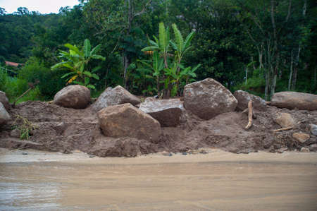 Nova Friburgo, Brazil - January 15, 2011: natural disaster due to excessive rain in the mountainous region of the state of Rio de Janeiro in 2011, devastated the cityのeditorial素材
