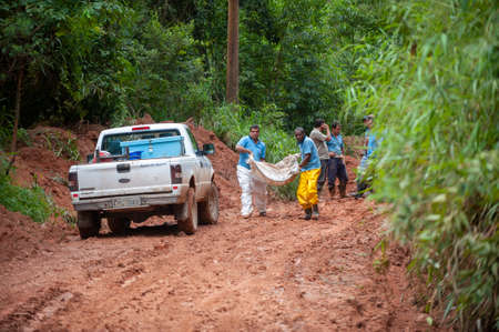 Nova Friburgo, Brazil - January 15, 2011: natural disaster due to excessive rain in the mountainous region of the state of Rio de Janeiro in 2011, devastated the cityのeditorial素材