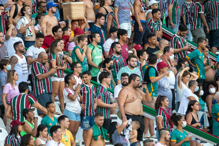 Rio, Brazil - February 26, 2022: Fans in match between Fluminense 2 vs 0 Vasco by 9th round of Carioca Championship (Taca Guanabara) in Nilton Santos Stadiumのeditorial素材