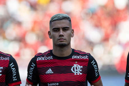 Rio, Brazil - February 27, 2022: Andreas player in match between Flamengo 2 vs 2 Resende by 9th round of Carioca Championship (Taca Guanabara) in Nilton Santos Stadiumのeditorial素材