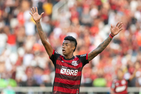Rio, Brazil - February 27, 2022: Bruno Henrique player in match between Flamengo 2 vs 2 Resende by 9th round of Carioca Championship (Taca Guanabara) in Nilton Santos Stadiumのeditorial素材