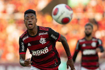 Rio, Brazil - February 27, 2022: Bruno Henrique player in match between Flamengo 2 vs 2 Resende by 9th round of Carioca Championship (Taca Guanabara) in Nilton Santos Stadiumのeditorial素材