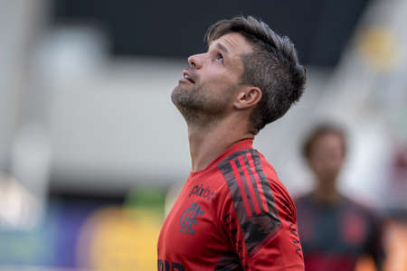 Rio, Brazil - February 27, 2022: Diego player in match between Flamengo 2 vs 2 Resende by 9th round of Carioca Championship (Taca Guanabara) in Nilton Santos Stadiumのeditorial素材